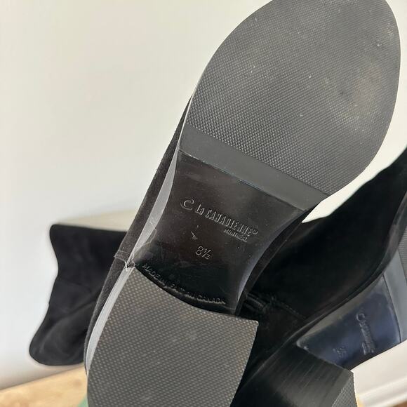 La Canadienne Suede Block Heels Pull On Boots Black 8.5 - Picture 9 of 9